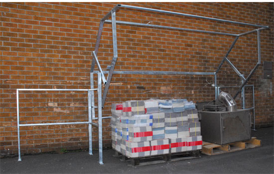 Galvanised Pallet Gate - Showing 2 pallets can be accepted side by side