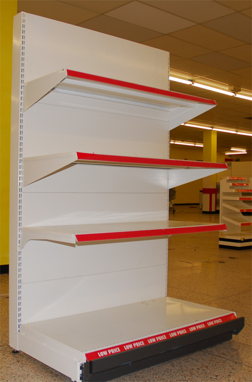 White Single Siided Gondola Shelving